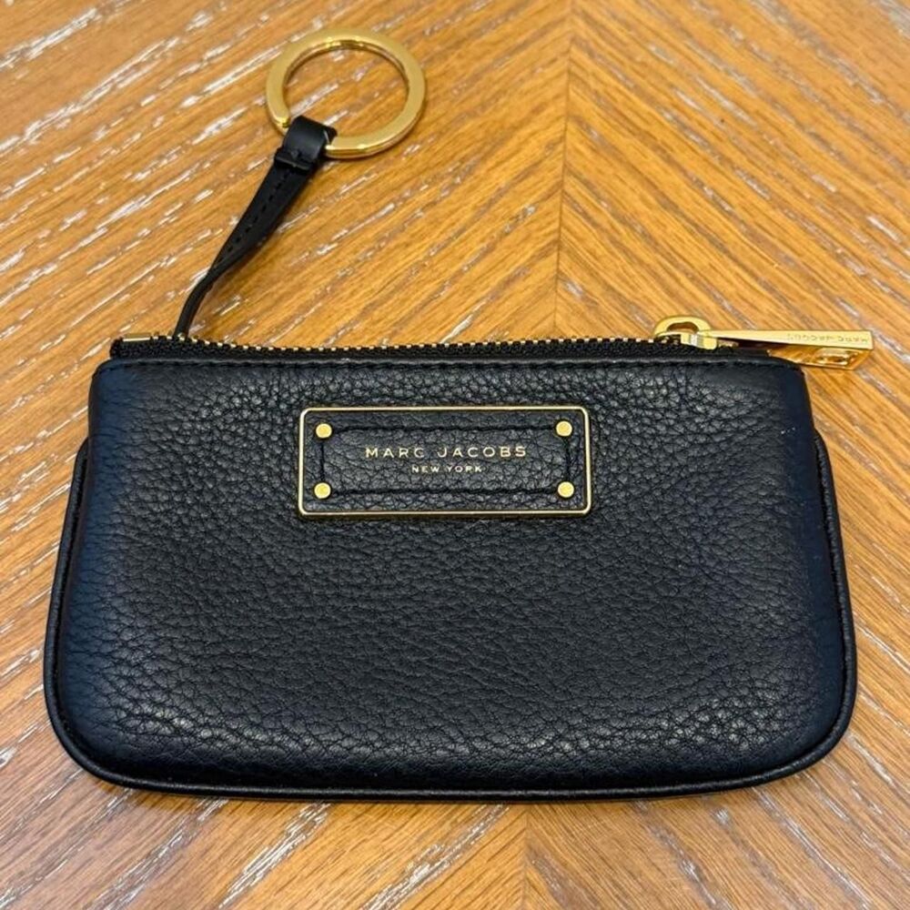 Marc Jacobs Black Leather Keyring Card Case Coin Wallet